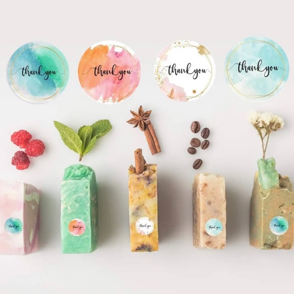 🆕 🎨Watercolour Thank You Stickers Roll of 500 New! - Picture 2 of 5